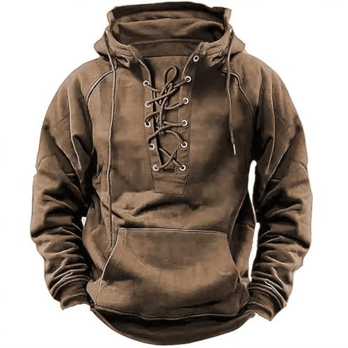 Hoodie Herren Oversize Schwarz Sweatshirt Herren Vintage Retro Einfarbig Pullover Mittelalter Kapuzenpullover Mit Kordelzug Sweatjacke Wärme Sweatjacke Bequeme Trainingsjacke Winter Übergangsjacke von Generisch