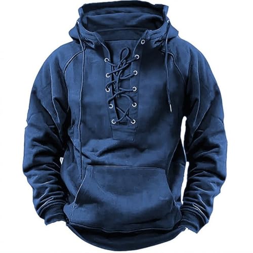 Hoodie Herren Oversize Schwarz Sweatshirt Herren Vintage Retro Einfarbig Pullover Mittelalter Kapuzenpullover Mit Kordelzug Sweatjacke Wärme Sweatjacke Bequeme Trainingsjacke Winter Übergangsjacke von Generisch
