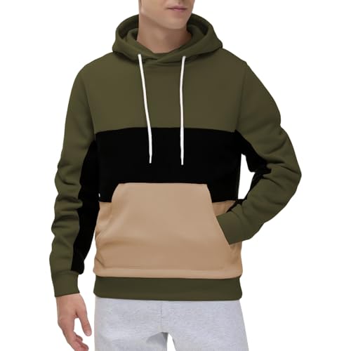 Hoodie Herren Patchwork Sweatshirt Herren Mit Kapuze Kapuzenpullover Classic Pullover Oversized Pulli Mit Kordelzug Sweatpullover Loose Fit Kapuzenpulli Bequem Arbeitspullover Casual Hoody von Generisch