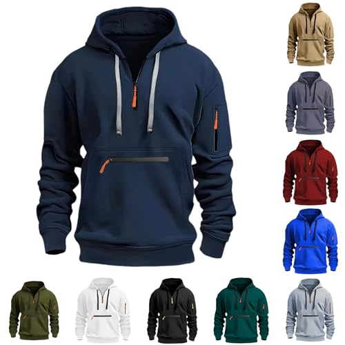 Hoodie Herren ReißVerschluss Kapuzenjacke Oversize Sweatshirt Zip Pullover Casual Sweatjacke Arbeitspullover mit Taschen Herbst Übergangsjacke Warme Kapuzenpullover Winter Oberteil für Männer von Generisch
