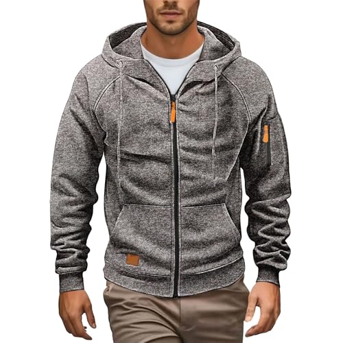 Hoodie Herren ReißVerschluss Kapuzenjacke Sweatjacke Zip Sweater Casual Arbeitspullover mit Taschen und ReißVerschluss-Armablage Kapuzenpullover Herren Reißverschluss Jacke Oversized Sweatshirt von Generisch
