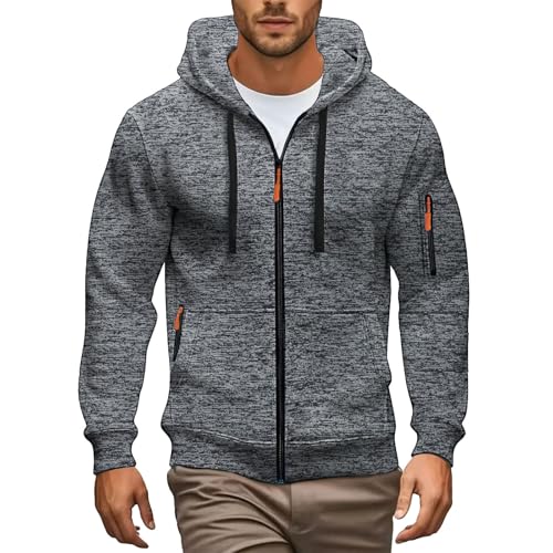 Hoodie Herren ReißVerschluss Kapuzenjacke Sweatjacke Zip Sweater Casual Arbeitspullover mit Taschen und ReißVerschluss-Armablage Kapuzenpullover Herren Reißverschluss Jacke Oversized Sweatshirt von Generisch
