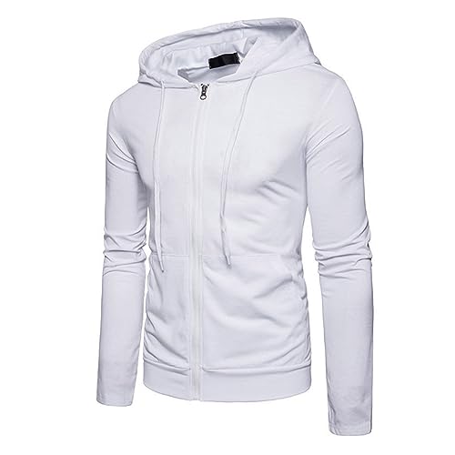 Hoodie Herren Reißverschluss Blau Sweatjacke Herren Mit Kapuze Schwarz Slim Fit Sweatshirt Mit Taschen Kapuzenjacke Dünne Kapuzenjacke Einfarbig Freizeitjacke Fahrrad Fahrradjacke Softshelljacke von Generisch