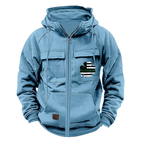 Hoodie Herren Reißverschluss Schwarz Kapuzenpullover Pulli Für Männer Herbst Kapuzenmantel Druckte Sweatpullover Mit Vielen Taschen Sweatshirt Regular Fit Sweatjacke Mit Verstellbarer Kapuze Hoodie Herren Reißverschluss Schwarz Kapuzenpullover Pulli Für Männer Herbst Kapuzenmantel Druckte Sweatpullover Mit Vielen Taschen Sweatshirt Regular Fit Sweatjacke Mit Verstellbarer Kapuze von Generisch