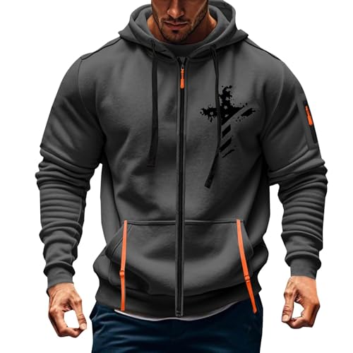 Hoodie Herren Sweatjacke Kapuzenjacke Zip Sweatshirt Mit Taschen Sportjacke Kordelzug Pullover Einfarbig Übergangsjacke Männer Regular Fit Kapuzenpullover Casual Arbeitspullover Kapuzenpulli von Generisch
