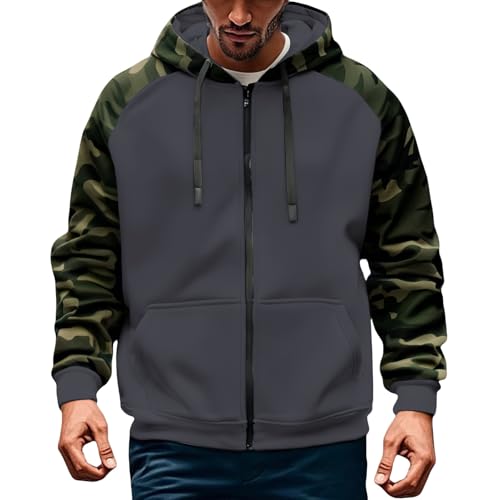Hoodie Herren Sweatjacke Zip Herren Trainingsjacke mit Kapuze Fleece Zip Pullover Hoodie Thin Kapuzenjacke Kapuzesweatshirtjacke Streetwear Men's Kapuzenpullover Hoody Männer Modisch von Generisch