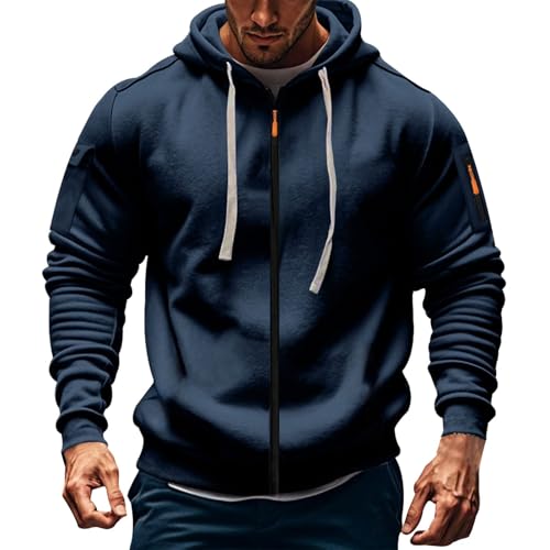 Hoodie Herren Sweatjacke Zip Herren Trainingsjacke mit Kapuze Fleece Zip Pullover Hoodie Thin Kapuzenjacke Kapuzesweatshirtjacke Streetwear Men's Kapuzenpullover Hoody Männer Modisch von Generisch