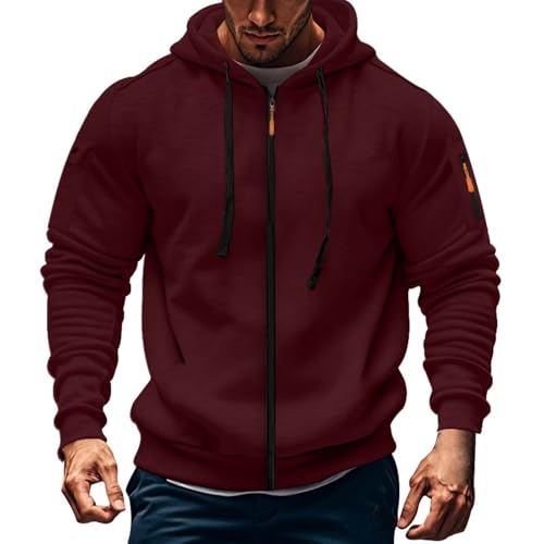 Hoodie Herren Sweatjacke Zip Herren Trainingsjacke mit Kapuze Fleece Zip Pullover Hoodie Thin Kapuzenjacke Kapuzesweatshirtjacke Streetwear Men's Kapuzenpullover Hoody Männer Modisch von Generisch