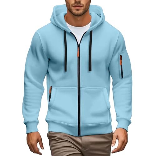 Hoodie Herren Sweatjacke Zip Herren Trainingsjacke mit Kapuze Fleece Zip Pullover Hoodie Thin Kapuzenjacke Kapuzesweatshirtjacke Streetwear Men's Kapuzenpullover Hoody Männer Modisch von Generisch