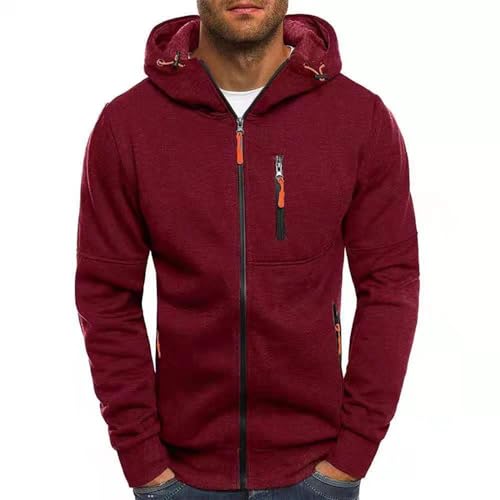 Hoodie Herren Sweatjacke Zip Herren Trainingsjacke mit Kapuze Fleece Zip Pullover Hoodie Thin Kapuzenjacke Kapuzesweatshirtjacke Streetwear Men's Kapuzenpullover Hoody Männer Modisch von Generisch