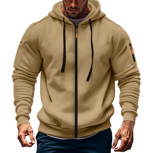 Hoodie Herren Sweatjacke Zip Herren Trainingsjacke mit Kapuze Fleece Zip Pullover Hoodie Thin Kapuzenjacke Kapuzesweatshirtjacke Streetwear Men's Kapuzenpullover Hoody Männer Modisch von Generisch