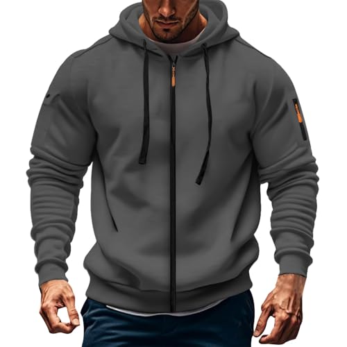 Hoodie Herren Sweatjacke Zip Herren Trainingsjacke mit Kapuze Fleece Zip Pullover Hoodie Thin Kapuzenjacke Kapuzesweatshirtjacke Streetwear Men's Kapuzenpullover Hoody Männer Modisch von Generisch