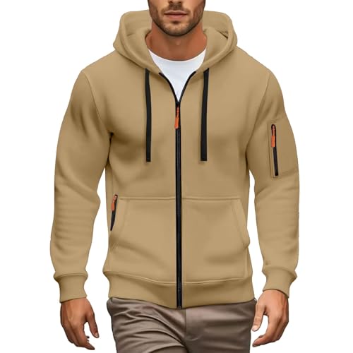 Hoodie Herren Sweatjacke Zip Herren Trainingsjacke mit Kapuze Fleece Zip Pullover Hoodie Thin Kapuzenjacke Kapuzesweatshirtjacke Streetwear Men's Kapuzenpullover Hoody Männer Modisch von Generisch