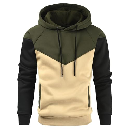 Hoodie Herren Sweatshirt mit Kapuze Oversize Kapuzenpullover Hoody Männer Hoodies Lässig Pullover Pulli (DE/NL/SE/PL, Alphanumerisch, XXL, Regular, Regular, Grün Gelb) von Generisch