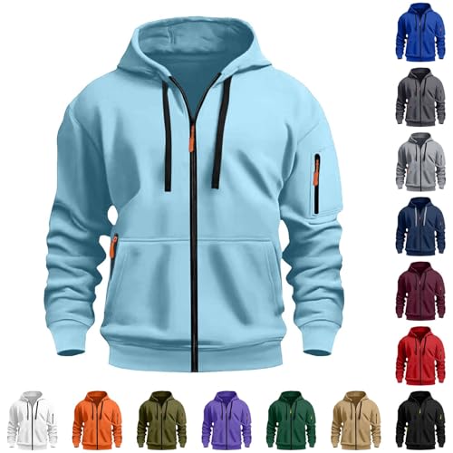 Hoodie Herren Zipper Gym, Pullover mit Kapuze Sweatshirt Modern Hoody mit Reißverschluss Kapuzenpullover mit Taschen Und Reißverschluss-Armablage Sweatjacke Streetwear Kapuzenpulli für Fitness von Generisch