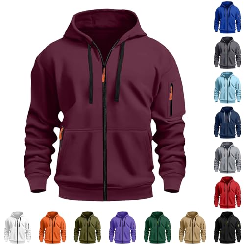 Hoodie Herren Zipper Gym, Pullover mit Kapuze Sweatshirt Modern Hoody mit Reißverschluss Kapuzenpullover mit Taschen Und Reißverschluss-Armablage Sweatjacke Streetwear Kapuzenpulli für Fitness von Generisch