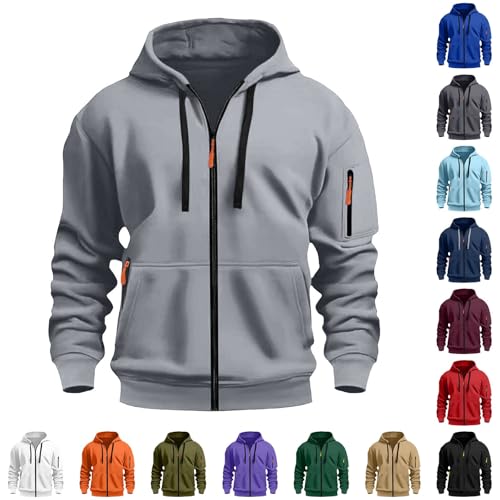 Hoodie Herren Zipper Gym, Pullover mit Kapuze Sweatshirt Modern Hoody mit Reißverschluss Kapuzenpullover mit Taschen Und Reißverschluss-Armablage Sweatjacke Streetwear Kapuzenpulli für Fitness von Generisch