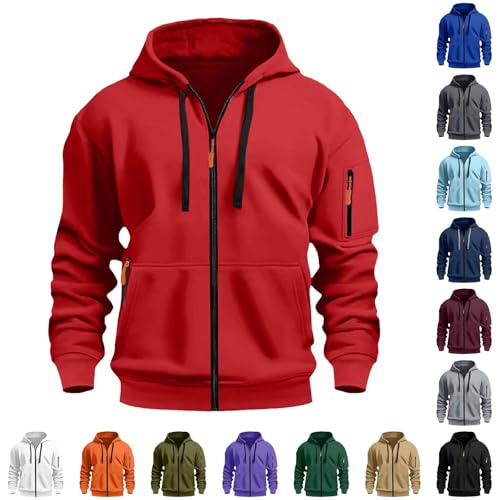 Hoodie Herren Zipper Gym, Pullover mit Kapuze Sweatshirt Modern Hoody mit Reißverschluss Kapuzenpullover mit Taschen Und Reißverschluss-Armablage Sweatjacke Streetwear Kapuzenpulli für Fitness von Generisch