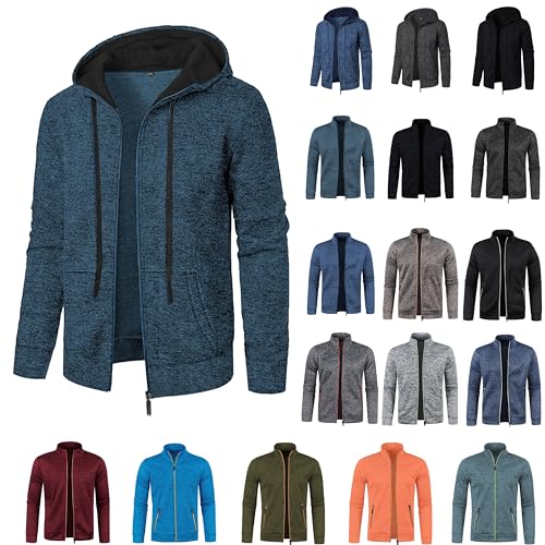 Hoodie Herren Zipper Sweatjacke Pullover mit Kapuze Training Jacke Langarm Kapuzenjacke Männer Kapuzenpullover Regular Fit Sweatshirt Casual Übergangsjacke Modische Sportjacke Einfarbig Cardigan Hoody von Generisch