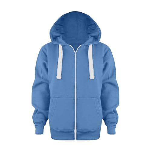 Hoodie Kinder Mädchen Kapuzenpullover mit Reißverschluss Jungen Einfarbig Sweatshirt mit Kapuze Unisex Sweatjacke Sweatshirtpullover mit Tasche Langarmshirt Ubergangsjacke Fleecepullover Sportjacke von Generisch