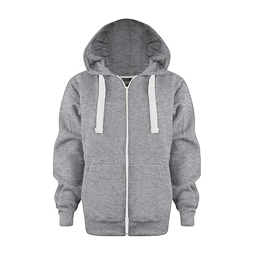 Hoodie Kinder Mädchen Kapuzenpullover mit Reißverschluss Jungen Einfarbig Sweatshirt mit Kapuze Unisex Sweatjacke Sweatshirtpullover mit Tasche Langarmshirt Ubergangsjacke Fleecepullover Sportjacke von Generisch