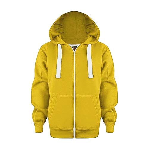 Hoodie Kinder Mädchen Kapuzenpullover mit Reißverschluss Jungen Einfarbig Sweatshirt mit Kapuze Unisex Sweatjacke Sweatshirtpullover mit Tasche Langarmshirt Ubergangsjacke Fleecepullover Sportjacke von Generisch