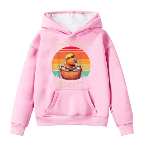 Hoodie Mädchen Mädchen Hoodies & Sweatshirts für große Kinder Gemütlicher Langarmpullover mit süßem Capybara-Print und Fronttasche Soft Girl Kleidung Teenager (10-11 Years) von Generisch