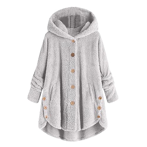 Hoodie Pullover Jacken - Damen Hoodie Jacke Plüschjacke Warm Gefütterte Fleecemantel Kapuzenpullover Plüschjacke Hoodie Coat Winter Teddyjacke Sweatshirt Reißverschluss Farbblock Lange Cardigan von Generisch
