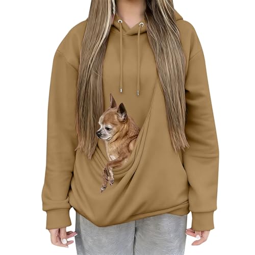Hoodie Pullover mit Katzentasche - Niedlicher Pulli mit Hundetasche - Langarm Unisex Haustier-Tragetasche Hoodie Katze Hund Tasche Halter Sweatshirt Top Katzenpullover mit Beutel für kleine Haustiere von Generisch