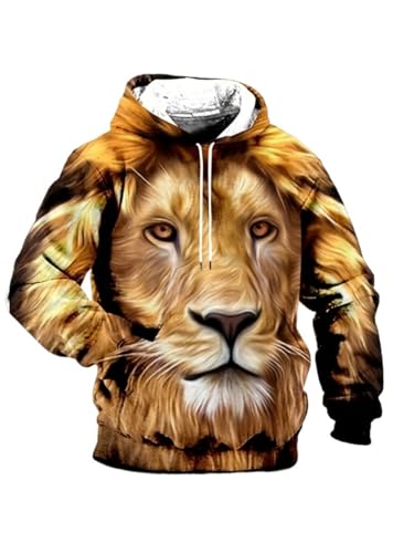Hoodies für Herren, 3D-Löwen-Grafikdruck, Kapuzen-Sweatshirt, Übergröße, modische Sweatshirts mit langen Ärmeln, bequem und trendig, Freizeitkleidung, lion2, XXL Hoodies für Herren, 3D-Löwen-Grafikdruck, Kapuzen-Sweatshirt, Übergröße, modische Sweatshirts mit langen Ärmeln, bequem und trendig, Freizeitkleidung, lion2, XXL von Generisch