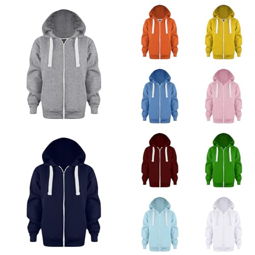 Hoody Mit Reißverschluss Kinder Jungen Mädchen Unisex Warm Kapuzenjacke Hoodie Pullover Ourdoor Sweatjacke Einfarbige Pullover Mit Zip Winter Bequeme Kapuzenpullover Dark Gray 110 von Generisch