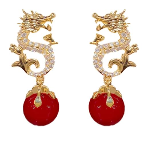 Hoop Earrings Set mit Perlen zum Aufhängen. Ohrringe, mit denen Wünsche wahr werden. Funkelnde, ewige Ohrringe Violinschlüssel (Red, One Size) von Generisch