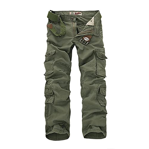 Hose Herren, Herrenhosen Gerade Arbeitskleidung Lässige Hosen Solide Camouflage Farbe Gürteltasche Overalls Matchstick Cargo Pants Jogging Chino Skinny Jeans Herren Winter Bequem (34, Armeegrün) von Generisch