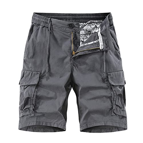 Hose Herren Cargo Shorts MäNner Shorts Multi Taschen Sommer Kurze Hose Arbeitshose Gummibund LäSsig Bequeme Hose Herren HosenträGer Herren Weiß Breite Jogginghose Hose Mit Beintaschen Herren von Generisch