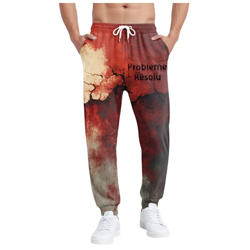 Hose Herren Halloween Problem Gelöst Kostüm Blutspritzer Muster Leicht Sweatpants Persönlichkeit Vintage Jogginghose Festlicher Atmosphäre Bequeme Lässig Sporthose Herren Jogginghose (A01#1-Red, S) von Generisch