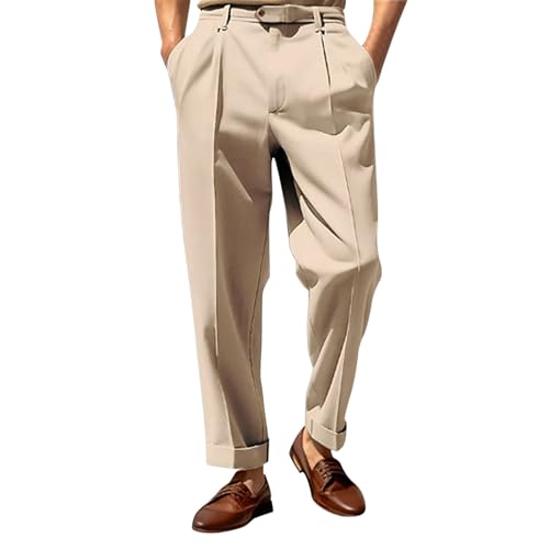 Generisch Herren Chino Hose: Casual Stretch Bequeme Solide Anzughose mit Klassischer Flatfront Passform Leichte Weite Stoffhose Chino Hose Basic Elegante Sommerhose Chinohose Beige XL Generisch Herren Chino Hose: Casual Stretch Bequeme Solide Anzughose mit Klassischer Flatfront Passform Leichte Weite Stoffhose Chino Hose Basic Elegante Sommerhose Chinohose Beige XL von Generisch