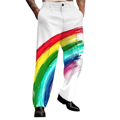 Hosen Herren-Freizeithose für die Freizeit im Freien. Locker sitzende Anzughose mit buntem Aufdruck. Perfekt für Sommer und Herbst. Maschinenwaschbar. Pflegeleichte Herren Hose Winter (Red, XXXL) von Generisch