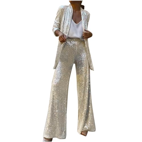 Hosenanzug Damen Festlich Elegant Curvy Pailletten Anzug Zweiteiliger Blazer und Hose Business Hosenanzüge für Frauen Casual Streetwear Damenanzug 2 Stück Set Festlich Pailletten Sets Freizeitanzug Hosenanzug Damen Festlich Elegant Curvy Pailletten Anzug Zweiteiliger Blazer und Hose Business Hosenanzüge für Frauen Casual Streetwear Damenanzug 2 Stück Set Festlich Pailletten Sets Freizeitanzug von Generisch