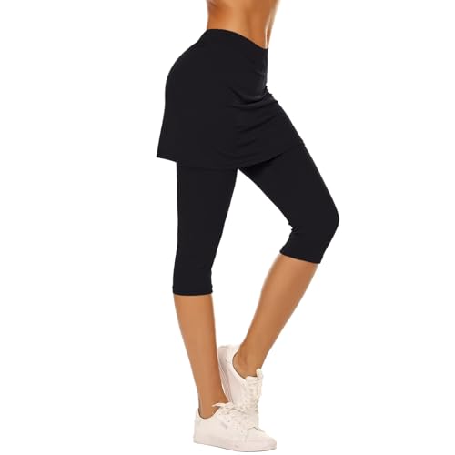 Hosenrock Damen 3/4 Lang Leggings Tennisrock Bequem Weich Rock mit Hose Drunter Caprihose Skort Leicht Yogahose Sportrock Urlaub Laufskort Für Fitness Workout Hosenrock Damen 3/4 Lang Leggings Tennisrock Bequem Weich Rock mit Hose Drunter Caprihose Skort Leicht Yogahose Sportrock Urlaub Laufskort Für Fitness Workout von Generisch