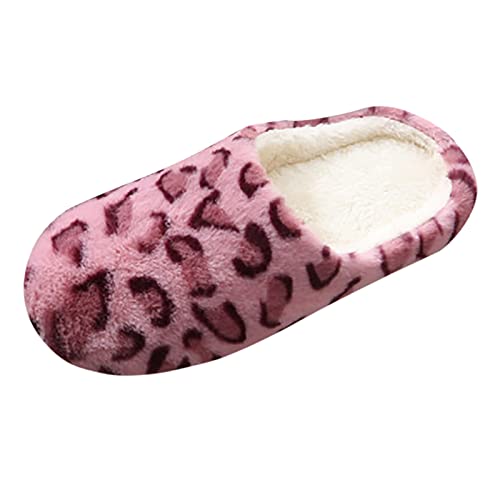 House Toe Leopard für Frauen Runde Hausschuhe Samtschuhe Plus für Frauen Hausschuhe Damenhausschuh (38-39) von Generisch