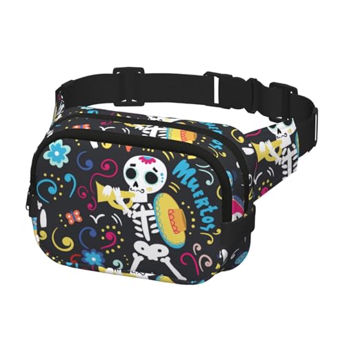 Hüftgürteltasche für Damen und Herren, Bauchtasche, Crossbody-Tasche für Reisen, Laufen, Bauchtasche, Skelette mit Tag der Toten von Generisch
