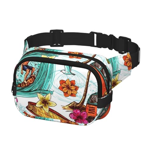 Hüftgürteltasche für Damen und Herren, Bauchtasche, Crossbody-Tasche für Reisen, Laufen, Gürteltasche, Bauchtasche, Surf-Muster von Generisch