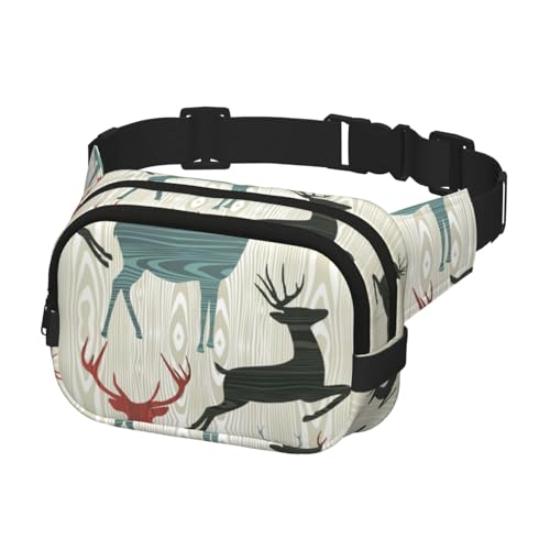 Hüftgürteltasche für Damen und Herren, Bauchtasche, Crossbody-Tasche für Reisen, Laufen, Gürteltasche, Bauchtasche, Weihnachts-Sika-Hirsch von Generisch