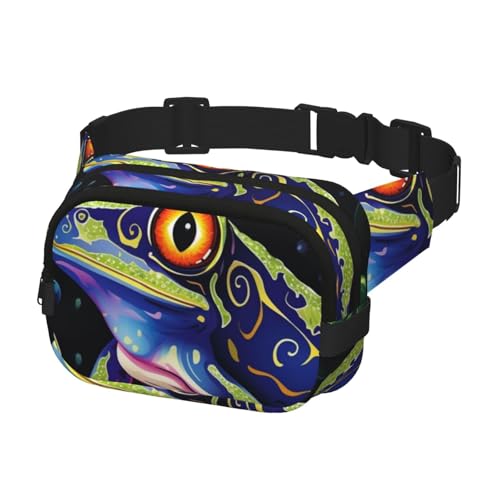 Hüftgürteltasche für Damen und Herren, Bauchtasche, Crossbody-Tasche für Reisen, Laufen, Gürteltasche, Bauchtasche, bunte Froschfarben, mehrfarbig, Einheitsgröße, Geldgürtel von Generisch