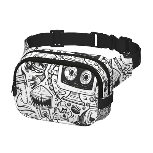 Hüftgürteltasche für Damen und Herren, Bauchtasche, Crossbody-Tasche für Reisen, Laufen, Gürteltasche, Bauchtasche, niedliche Kritzeleien, mehrfarbig, Einheitsgröße, Geldgürtel von Generisch