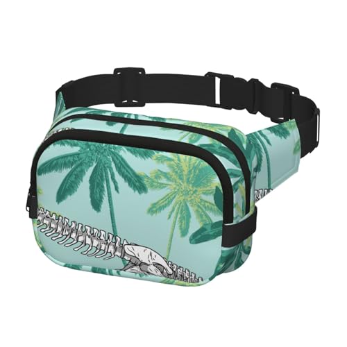 Hüftgürteltasche für Damen und Herren, Bauchtasche für Reisen, Laufen, Gürteltasche, Dinosaurier-Motiv, tropisches Muster von Generisch