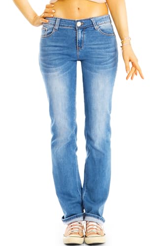 Hüftjeans stretchige Low Waist Hose im locker bequemen Relaxed Fit - Damen - j8k-1 (DE/NL/SE/PL, Alphanumerisch, M, Regular, Regular, blau) von Generisch