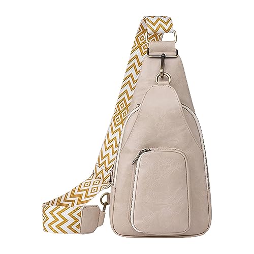 Hüfttasche, einfarbig, mit PU-Ledertasche, Schultertasche, Reisetasche, Sport, tragbare Umhängetasche, Leder-Umhängetasche für Damen, beige, Einheitsgröße, Rucksack Rucksäcke von Generisch