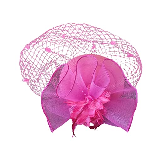 Hüte für Damen Fascinators Damen Pillbox Blumenhut für Tea Hochzeit Kirche Stirnbänder Strick (A, One Size) von Generisch