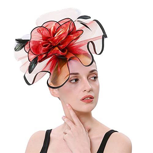 Hüte für Frauen Fascinators Blumenhut für Teeparty, Hochzeit, Kirche, doppelte Verwendung von Haarspangen und Reifen Stirnband Wintersport Herren (C, One Size) von Generisch